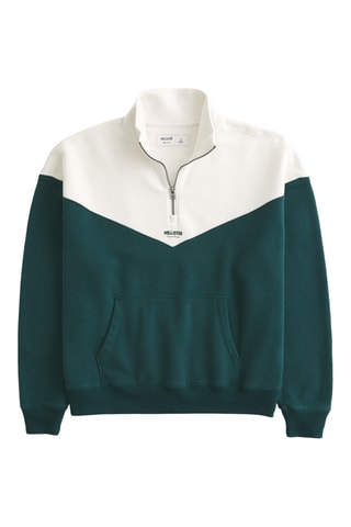 Sweat - Ecru et vert foncé