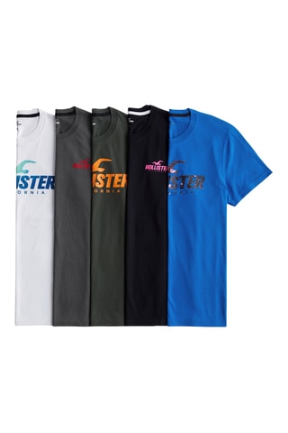 5 t-shirts - Noir, blanc et bleu roi