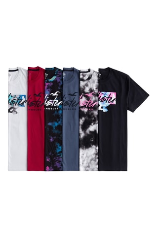 6 t-shirts - Blanc, rouge et bleu cobalt