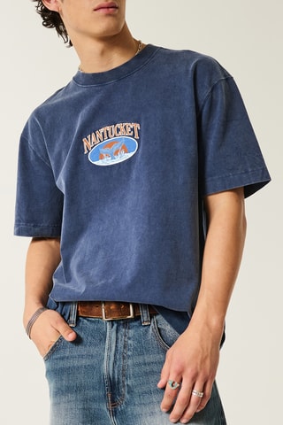 T-shirt boxy - Bleu
