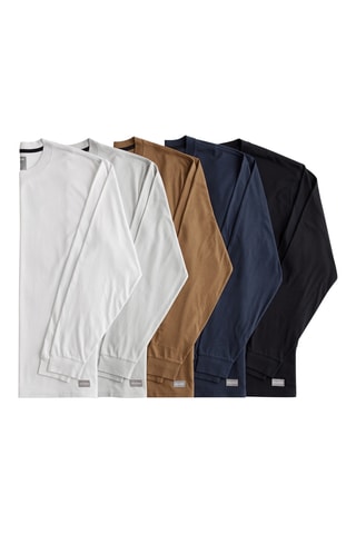 5 t-shirts relaxed - Blanc et camel