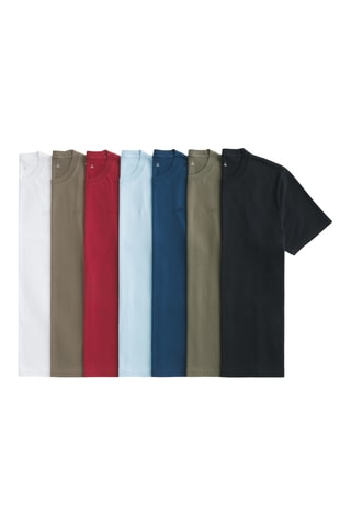7 t-shirts - Vert olive et bleu cobalt