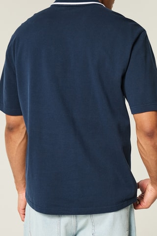 Polo relaxed - Bleu marine