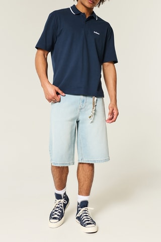Polo relaxed - Bleu marine