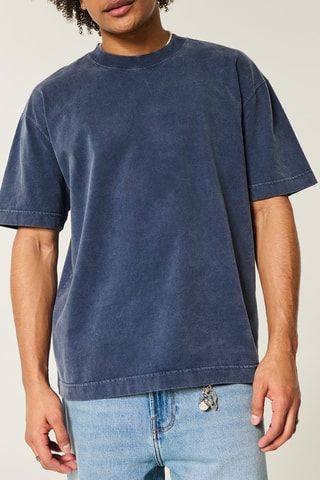 T-shirt boxy - Bleu marine chiné