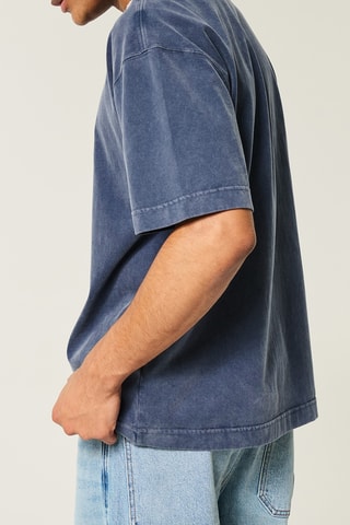 T-shirt boxy - Bleu marine chiné