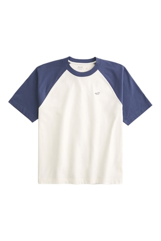 T-shirt boxy - Bleu marine et écru