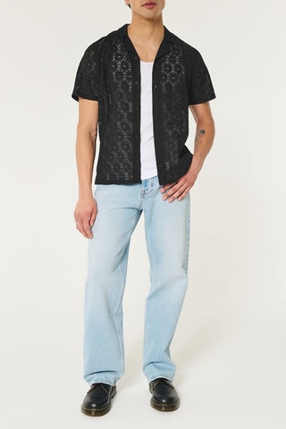 Chemise relaxed en dentelle - Noir