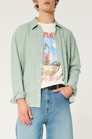 Chemise en lin - Vert d'eau chiné