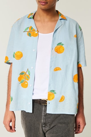Chemise boxy en lin - Ciel
