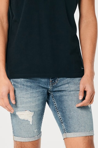 Short skinny en jean - Bleu cobalt