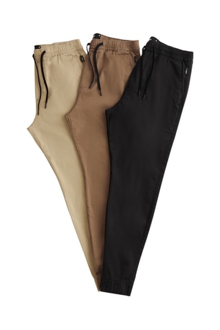 3 joggers - Noir et beige