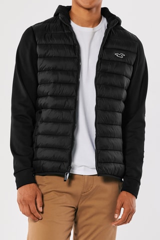 Veste bi-matière à capuche - Noir