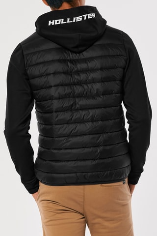 Veste bi-matière à capuche - Noir