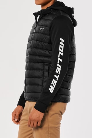 Veste bi-matière à capuche - Noir