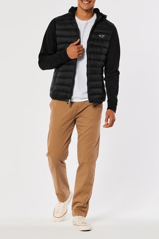 Veste bi-matière à capuche - Noir