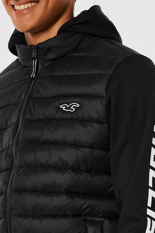 Veste bi-matière à capuche - Noir