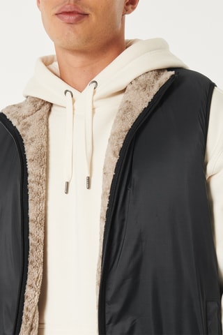 Doudoune réversible sans manches - Noir et beige