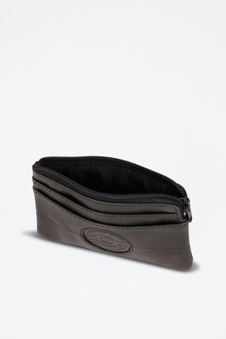 Monedero de piel Cracker - Negro