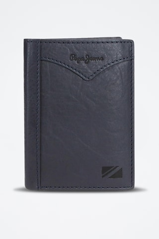 Cartera de piel Cracker - Azul marino
