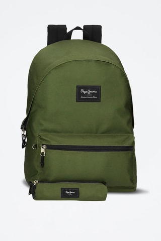 Mochila y estuche Aris - Negro y verde