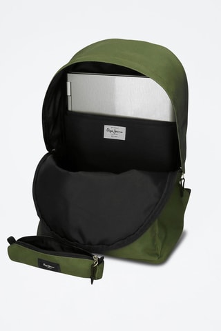 Mochila y estuche Aris - Negro y verde