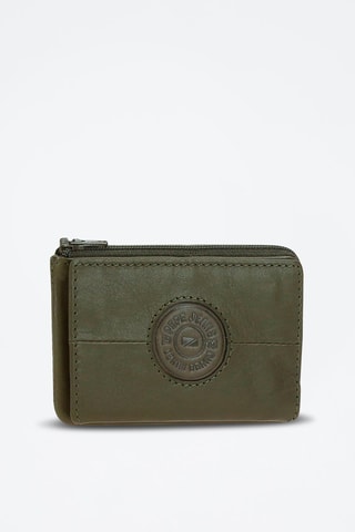 Monedero de piel Cracker - Verde