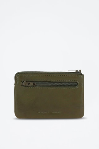 Monedero de piel Cracker - Verde