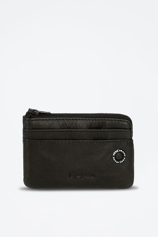 Monedero de piel Badge - Negro