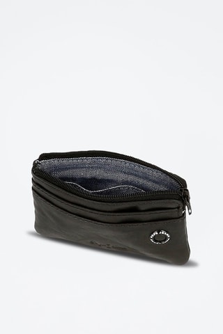 Monedero de piel Badge - Negro