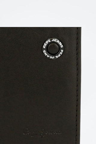 Monedero de piel Badge - Negro
