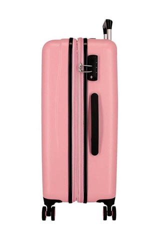 Maleta mediana trolley Carol - 68 cm - Negro y rosa