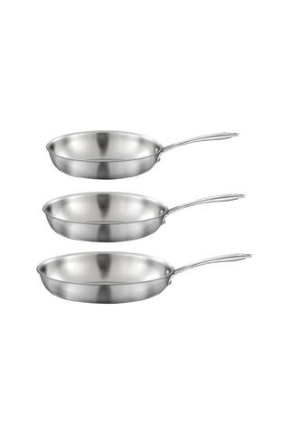 3 poêles en acier inoxydable Gourmet - 24/28/32 cm