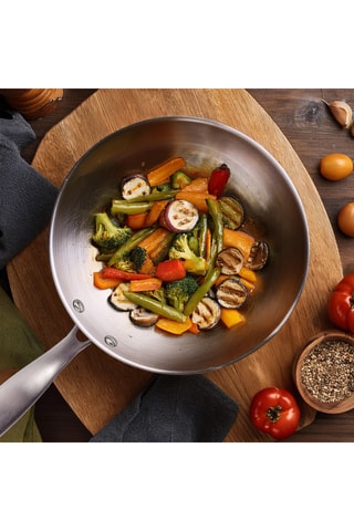 Wok en acier inoxydable Gourmet - 28 cm