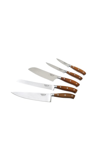 Ensemble de couteaux en acier inoxydable et manche en bois - 5 pièces