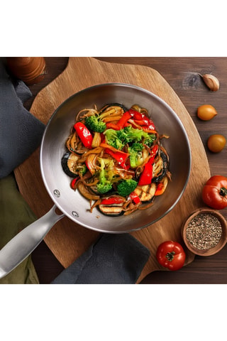 Wok en acier inoxydable Gourmet - 24 cm