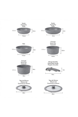 Batterie de cuisine en aluminium - 8 pièces