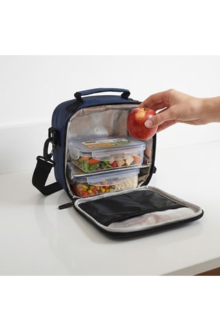 Sac et 2 boîtes à lunch – Bleu marine et transparent