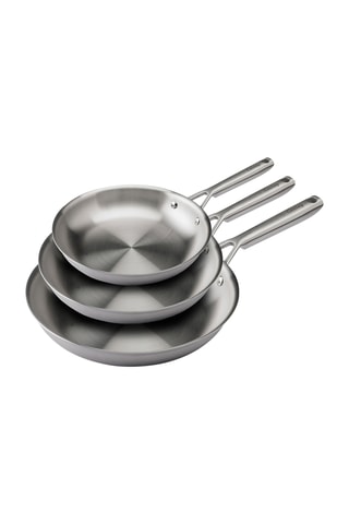 3 poêles en acier inoxydable - 18/22/26 cm
