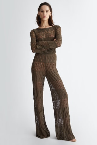 Pantalon taille haute - Marron