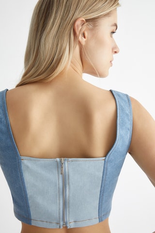 Crop top en jean - Bleu
