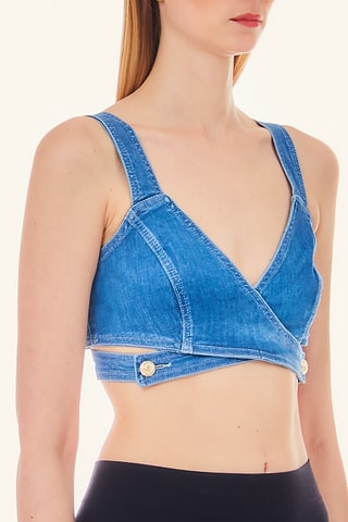 Crop top en jean - Bleu