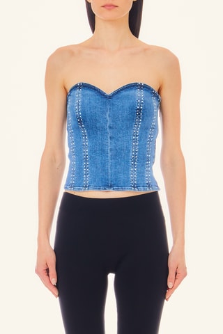 Top bustier en jean - Bleu