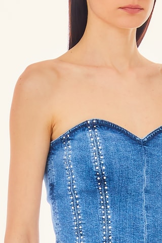 Top bustier en jean - Bleu
