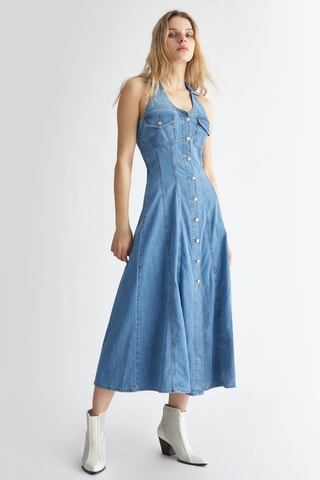 Robe midi en jean - Bleu