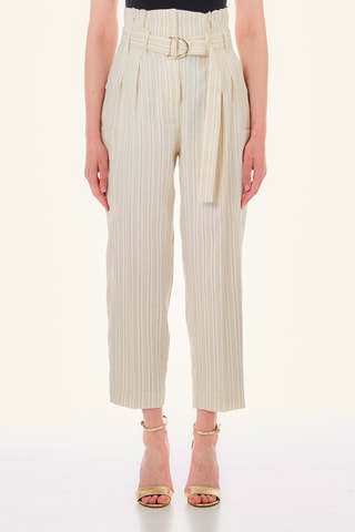 Pantalon de costume en lin taille haute - Blanc