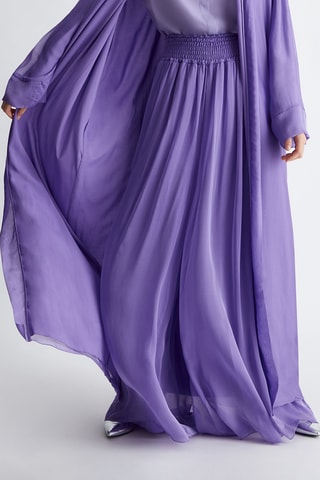 Pantalon en soie taille haute - Violet