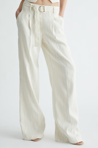 Pantalon de costume en lin taille haute - Blanc