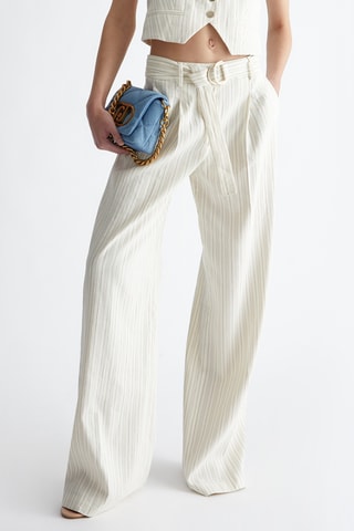 Pantalon de costume en lin taille haute - Blanc