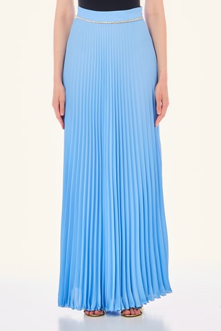 Jupe plissée taille haute - Bleu